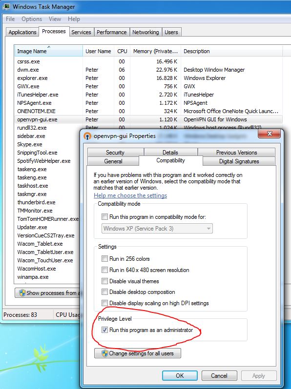 4. Run OpenVPN GUI always as Administrator